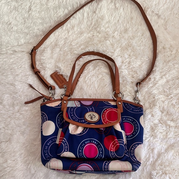 Coach Blue and Red Crossbody Bag with Geometric Design - Picture 4 of 9
